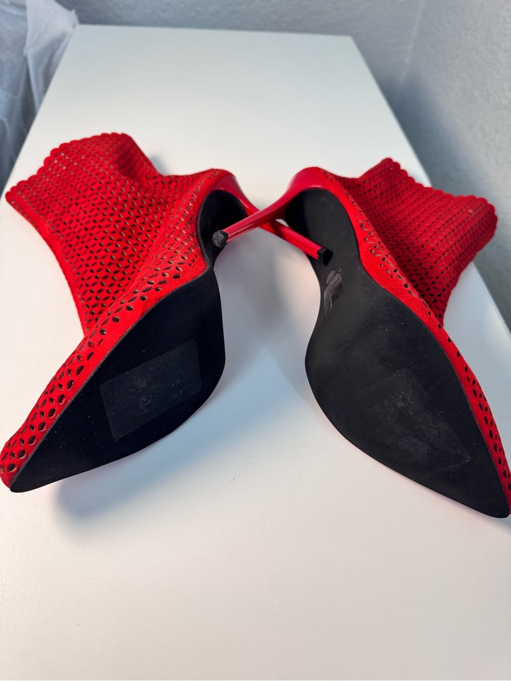 Jeffrey Campbell Red Suede High-Heel Ankle Boots - Women - Picture 6 of 7
